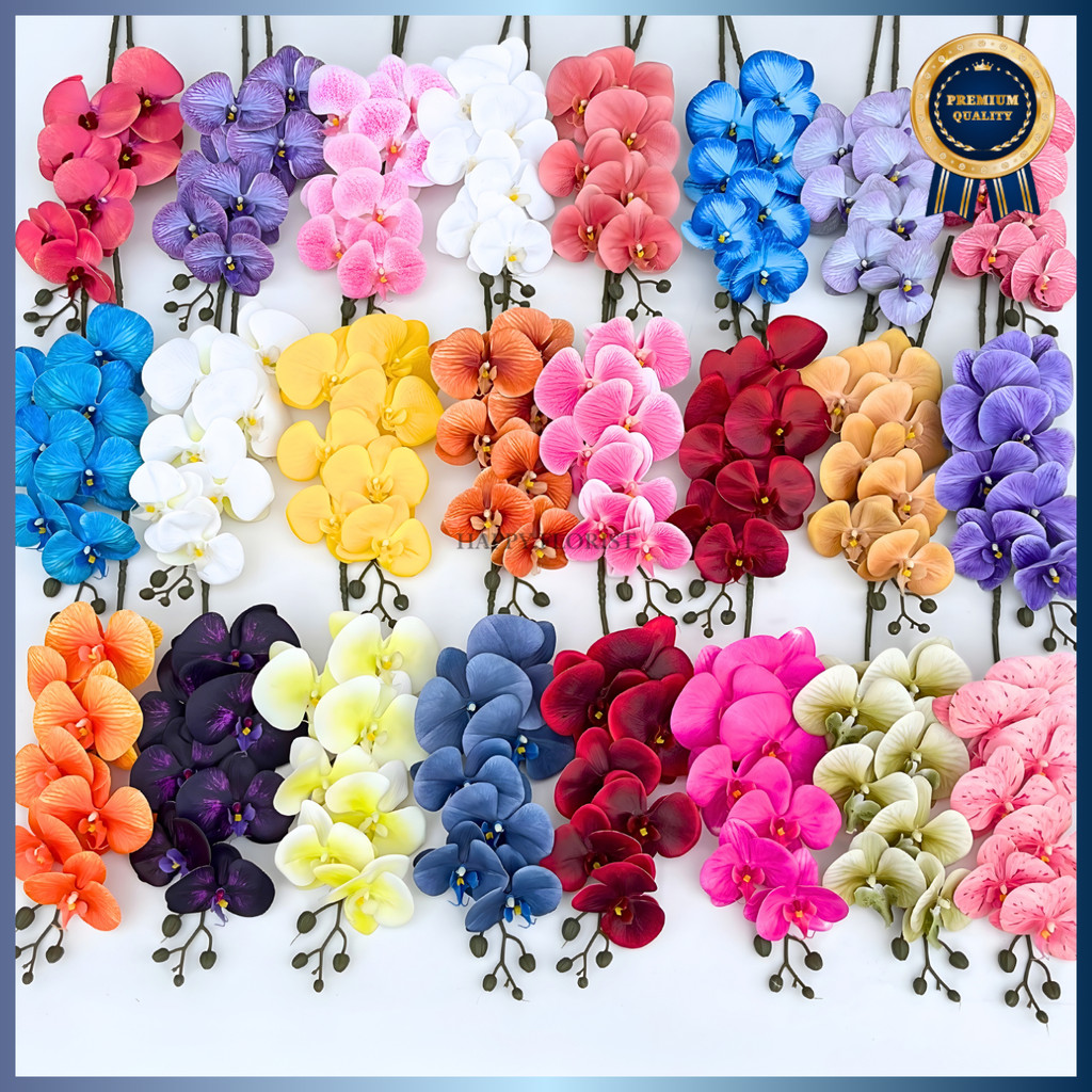 Bunga Anggrek Artificial 7 Cabang dekorasi/Bunga Anggrek Bulan Latex Palsu Import Premium (NK-330)