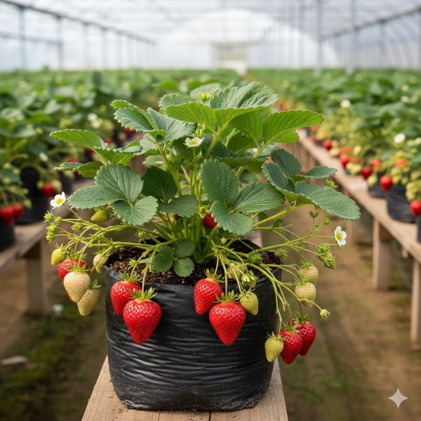 Bibit Strawberry California (Fragaria x ananassa) Unggul - Berbuah Besar, Manis & Super Genjah - Tan