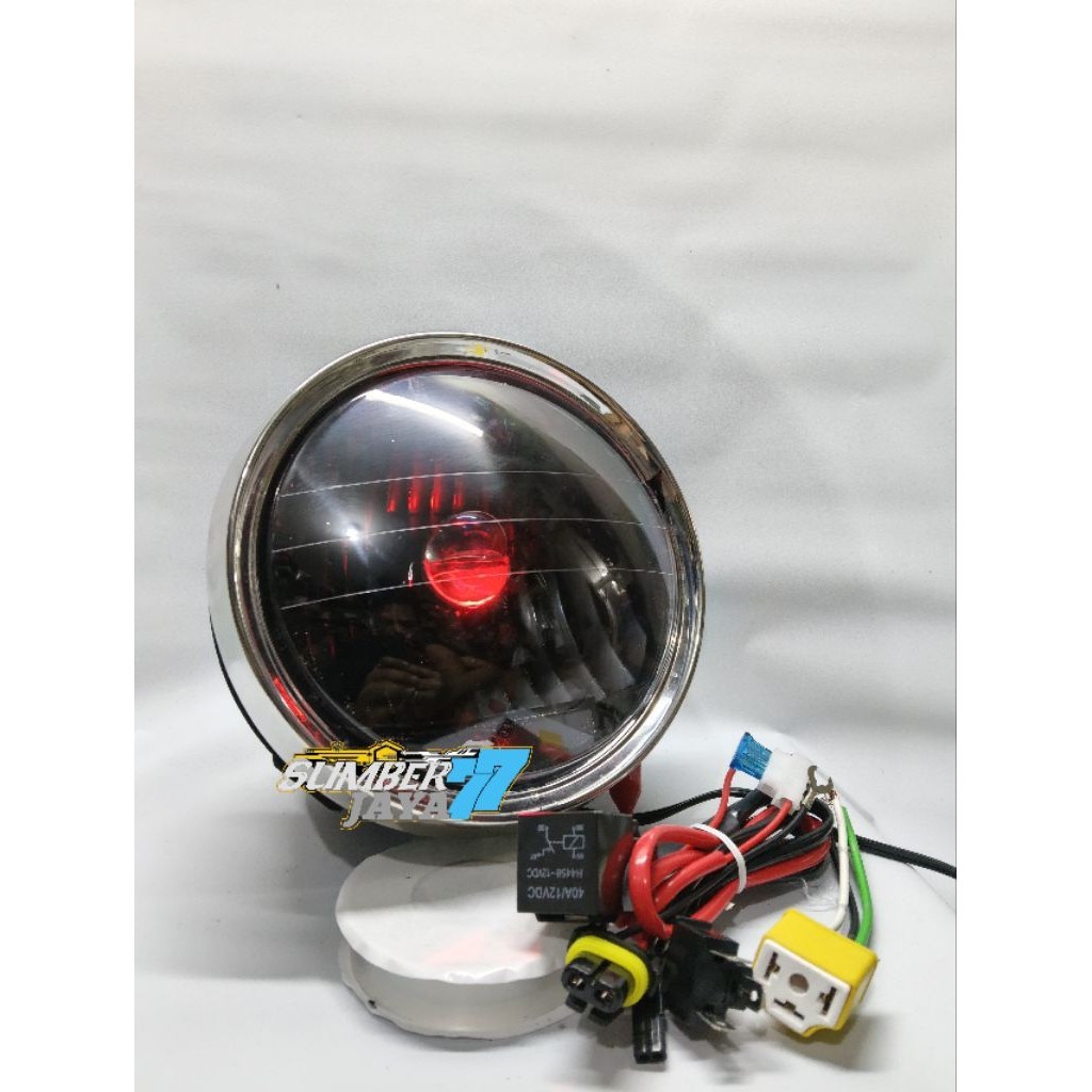 Reflektor lampu depan biled H4 plus rilay tiger revo lengkap super terang