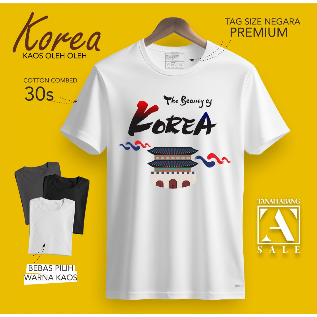 KAOS OLEH OLEH KOREA SEOUL SOUTH PAKAI TAG LABEL ASLI KOREA. BAJU SOUVENIR