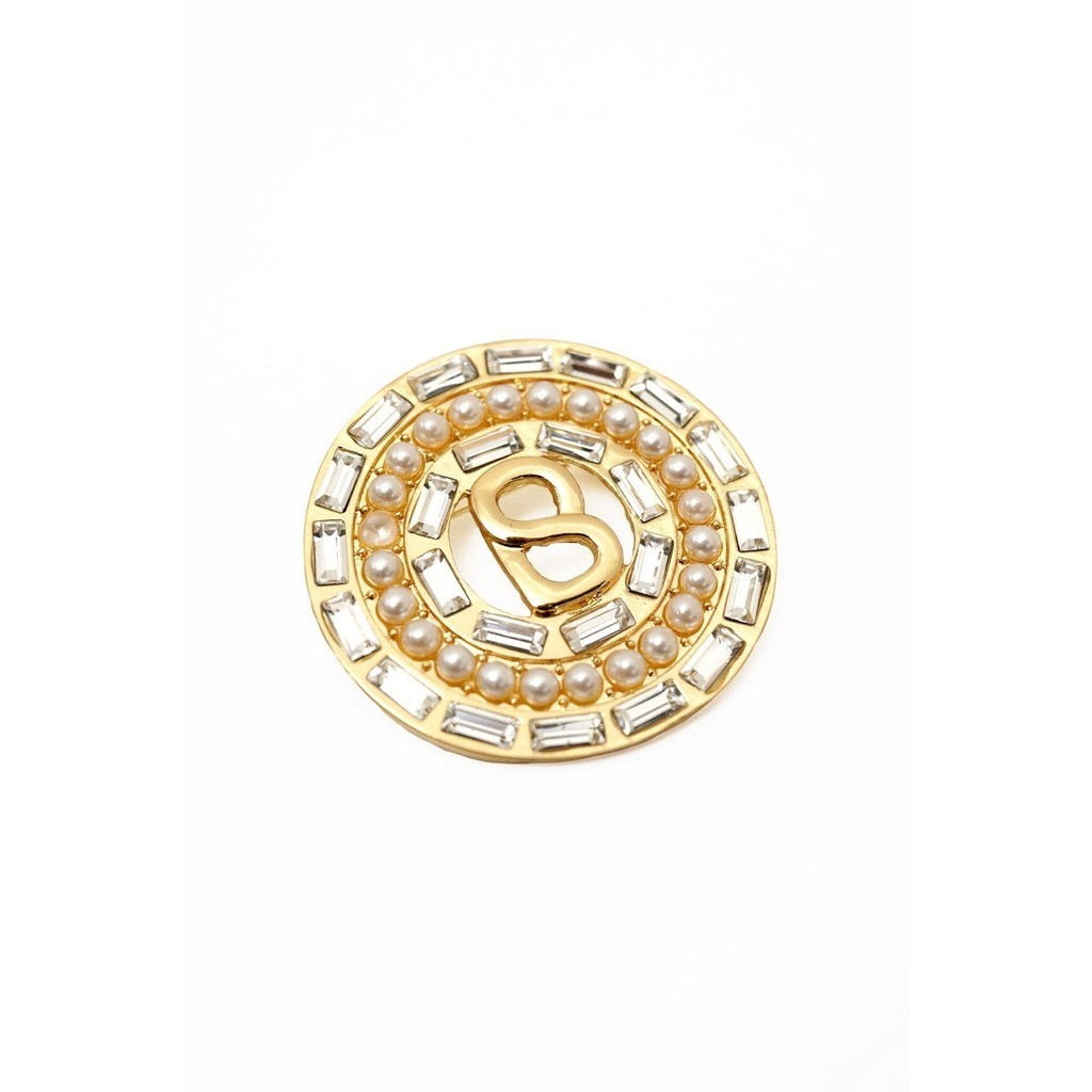 Buttonscarves Emma Round Brooch - Gold