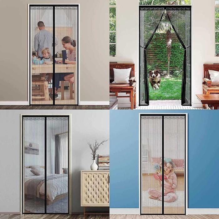 Tirai Pintu Anti Nyamuk Kelambu Magnetic Screen Door 100 x 210 cm - Hitam