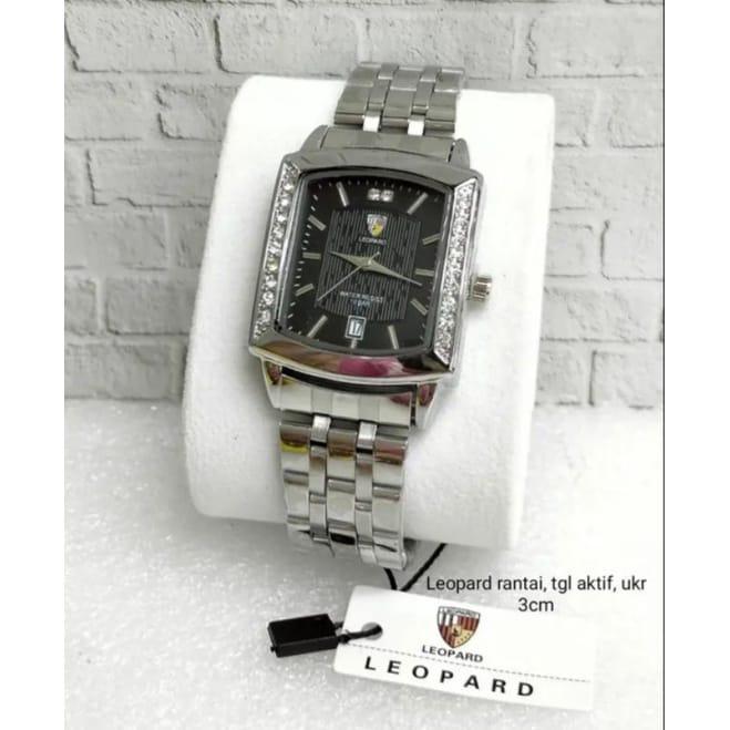 TERBARU - Jam Tangan Wanita Fashion Leopard L003 Original Rantai Stainless steel Anti Air - HITAM
