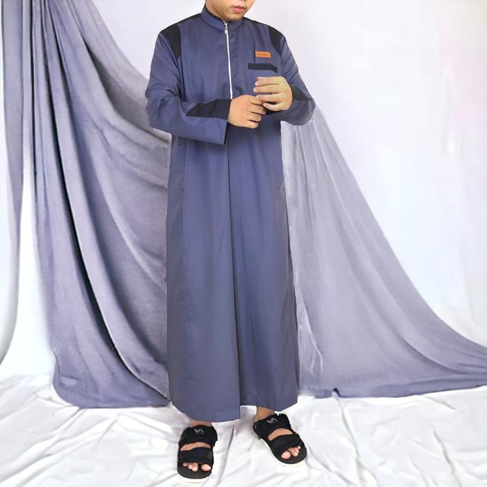 Gamis Pria Al-Muslm - Jubah ikaf Motif - Bahan Toyobo Premium - Hitam, L
