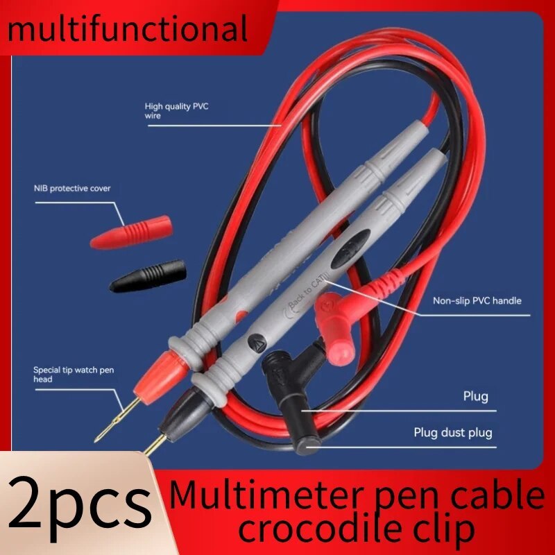 2pcs Pack Multifunction Multimeter Pen Cable Alligator Clip Test Clip Capacitor Clip Accessories Set