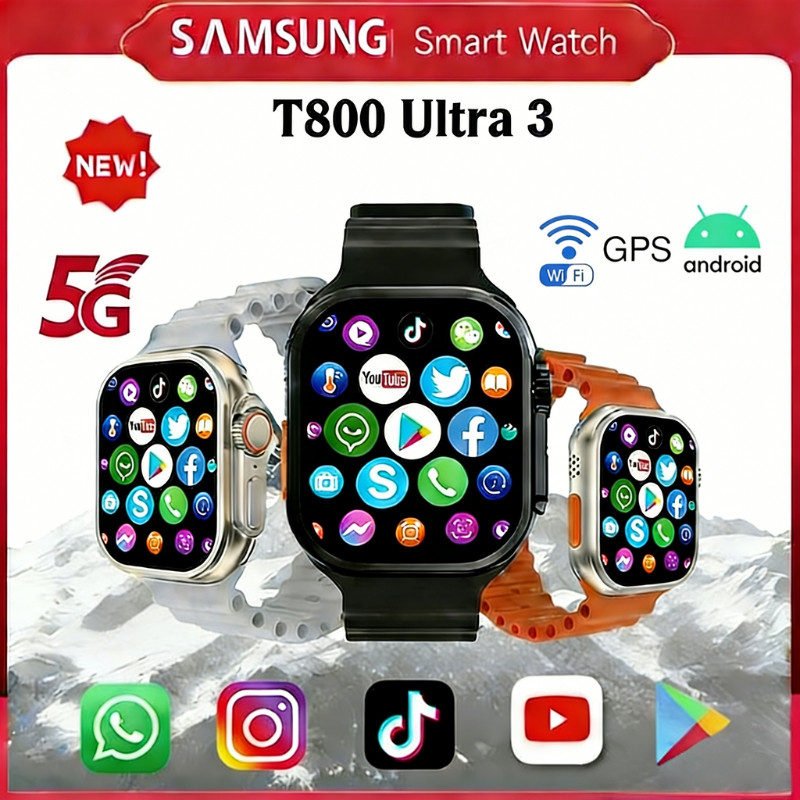 ( Urban Style ) Samsung Smartwatch S9Ultra/S8Ultra Pro Sim Card Support 4G/5G  360° Rotational Camer
