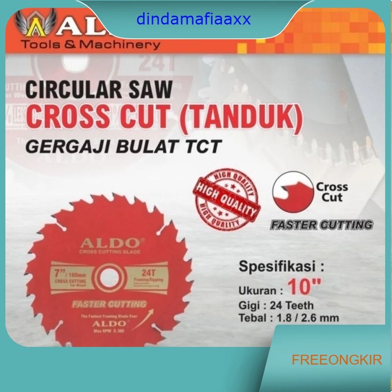 Mata Potong Gergaji ALDO 10 Inch 24T Circular Blade Table Saw 10"  TANDUK Cross Cut