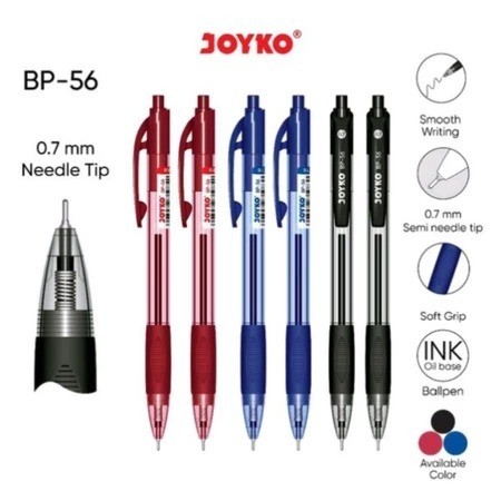 Bolpoin Joyko BP-56 0.7 Mm - Hitam/Biru/Merah