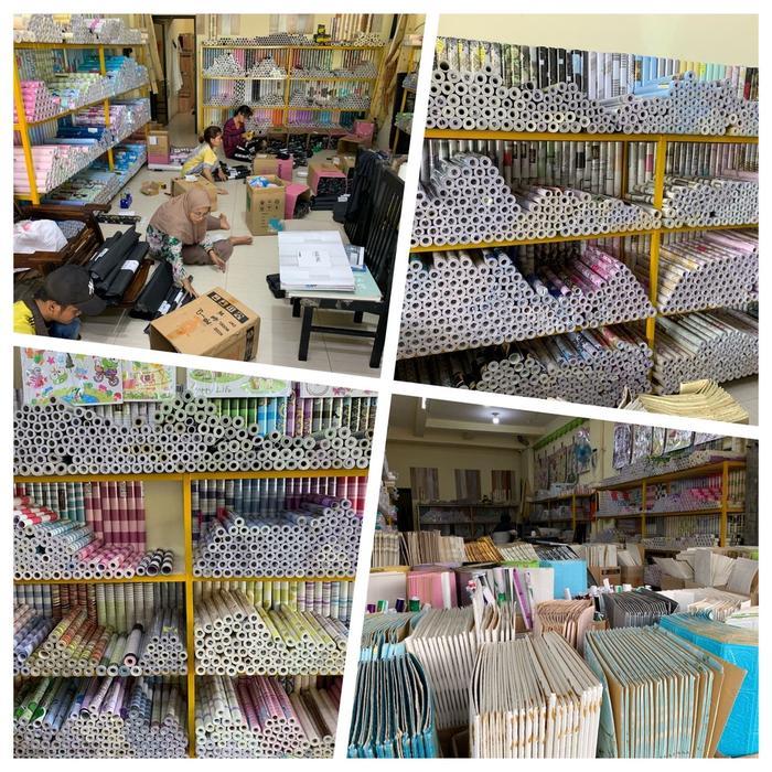 Promo Wallpaper Dinding 10 m 10 meter 45 cm x 10 m MOTIF POLOS HIJAU BIRU ABU PUTIH POLOS PREMIUM - 