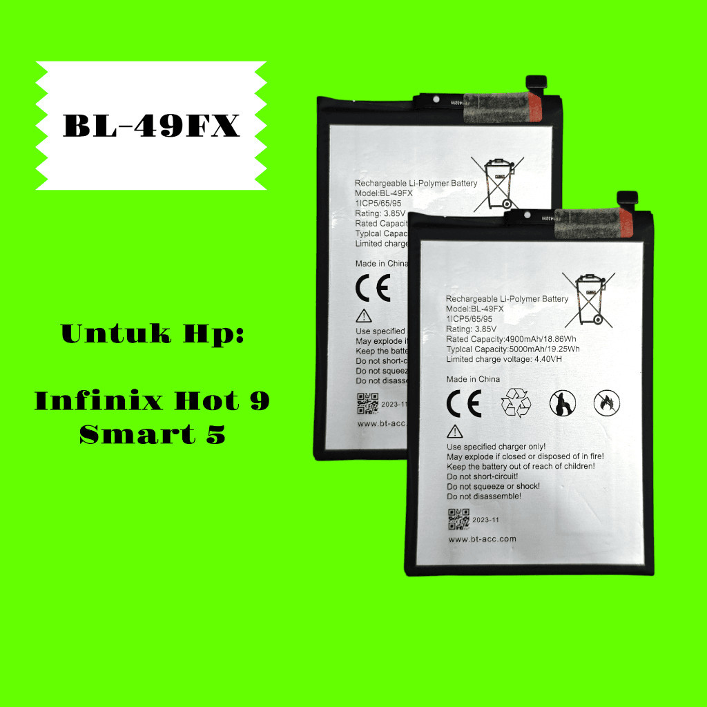 { SmileShopAcc } Batterai Infinix HOT 9, SMART 5 / Baterai HP Infinix Ori BL-49FX