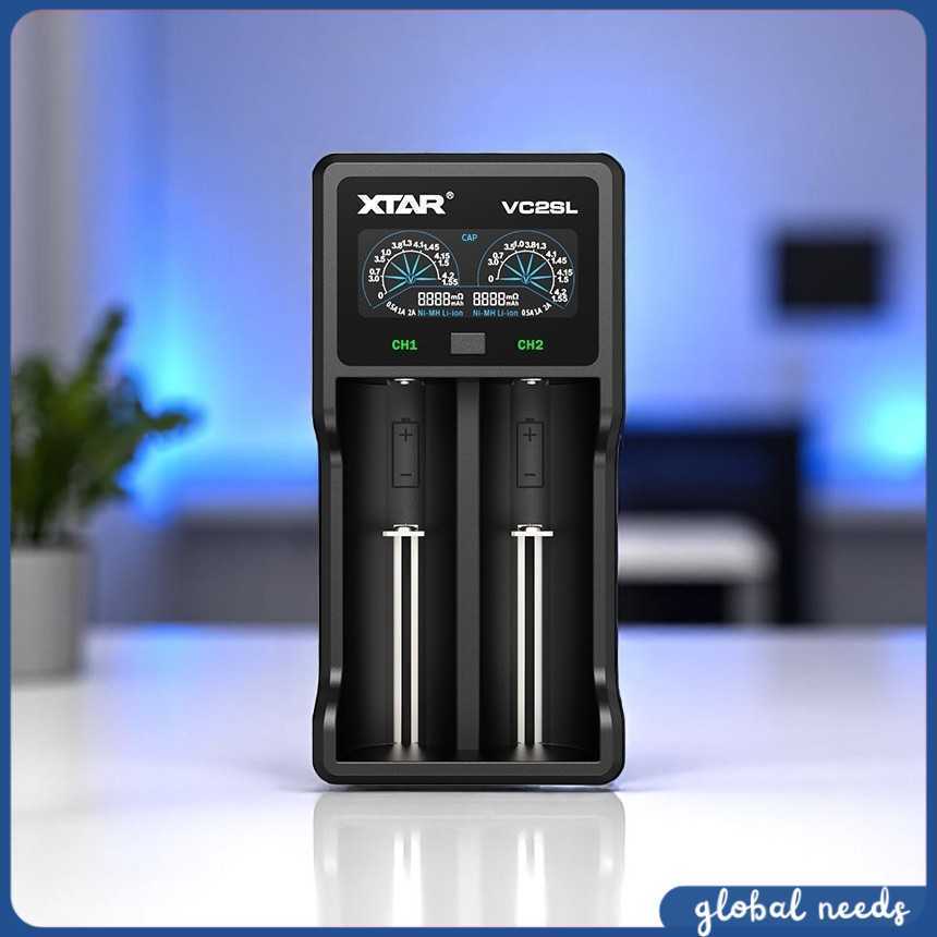 XTAR Charger Baterai 2 Slot AA AAA 18650 Li-Ion Ni-MH LCD Power Bank - VC2SL