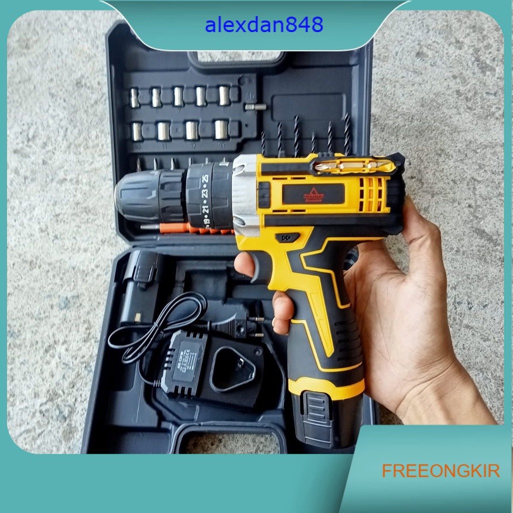 Cordless drill 12V 2 baterei Yukido Pro bor baterai batre 10 mm Makita Maktec Modern