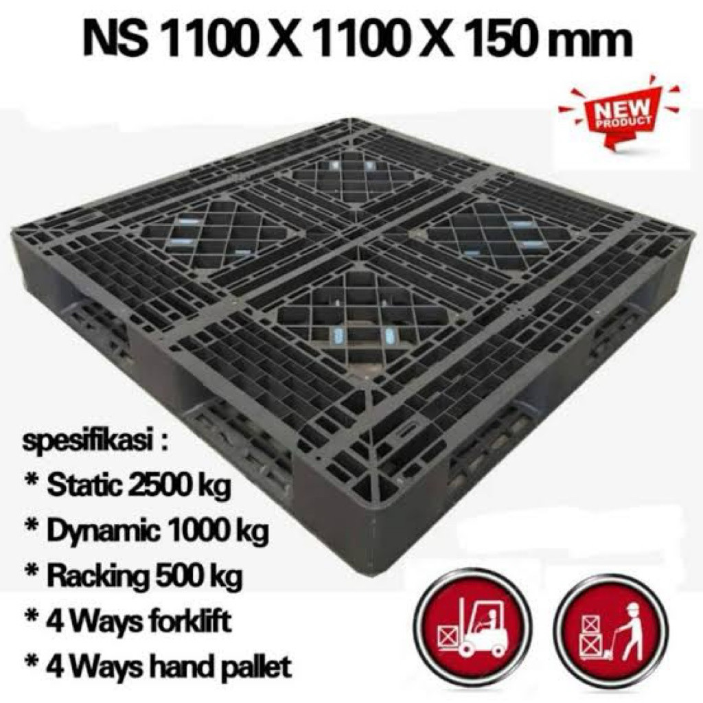 Pallet Plastik HDPE 110x110x15cm Kokoh Tahan Lama