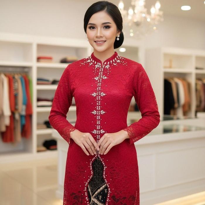 Kebaya tunik ful payet Kebaya brokat kebaya terbaru model tunik SET KEBAYA SANGHAI BURKAT PAYET Pest