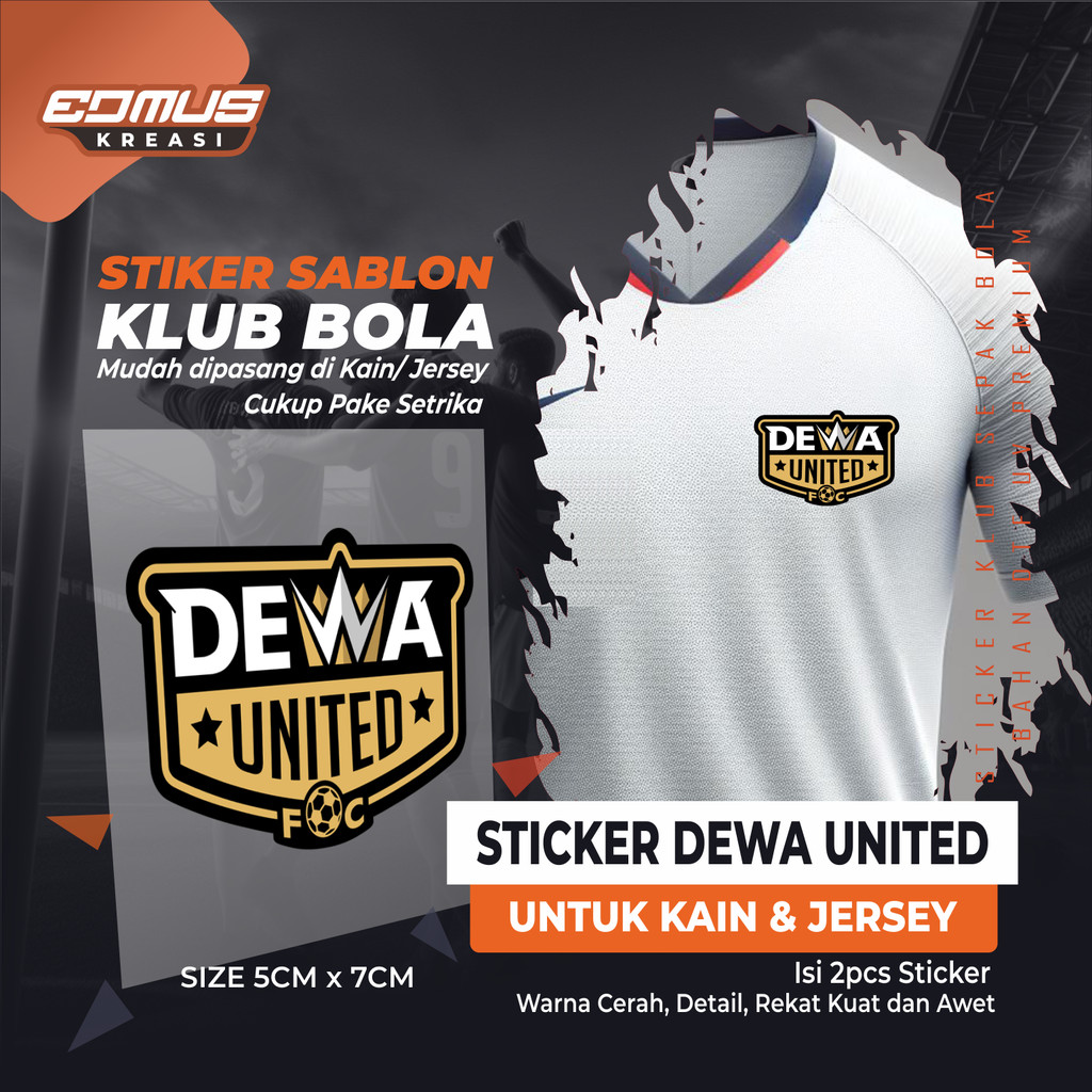 Sticker DEWA UNITED FC | untuk Kain, Kaos & Jersey