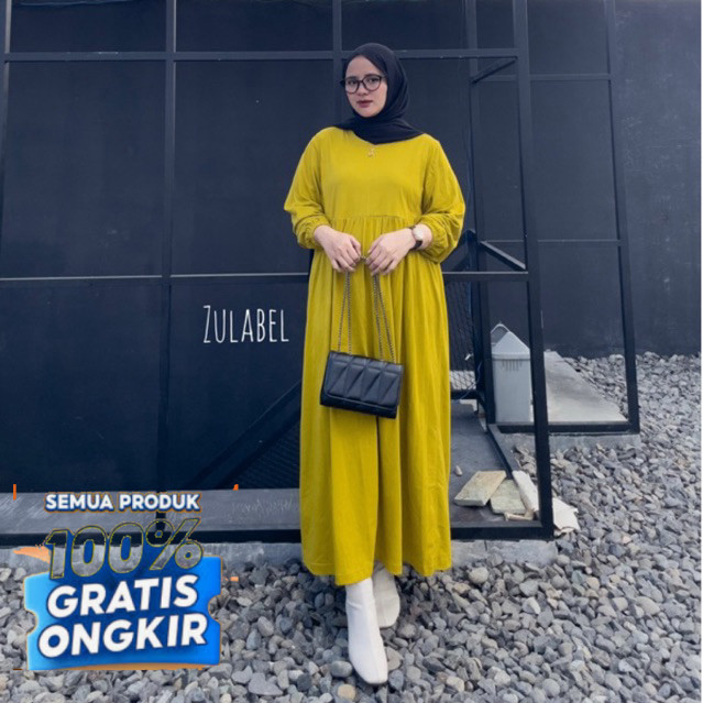 Nuwa Midi Dress Katun Combed Busui Dan Non Busui- pakaian wanita lainnya