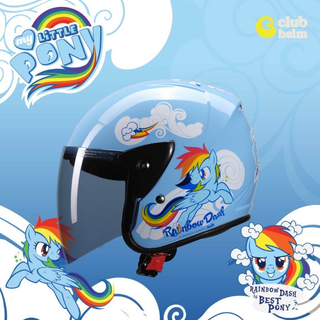 Helm Anak SNI Premium Cewe Perempuan Remaja Karakter The Little Pony Fluttershy 5 6 7 8 Tahun - Club