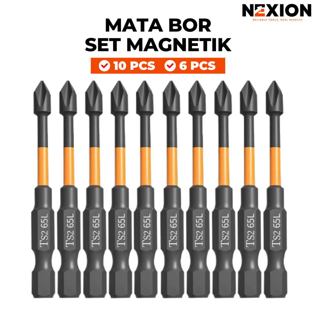 Mata Bor Obeng Magnet 10 Pcs Mata Kepala Obeng Magnetic Screwdriver Mata Bor Set Lengkap Mata Bor Mu