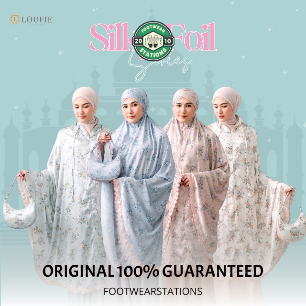LOUFIE - Mukena Dewasa Silk Foil Premium Motif Maheera/ moment