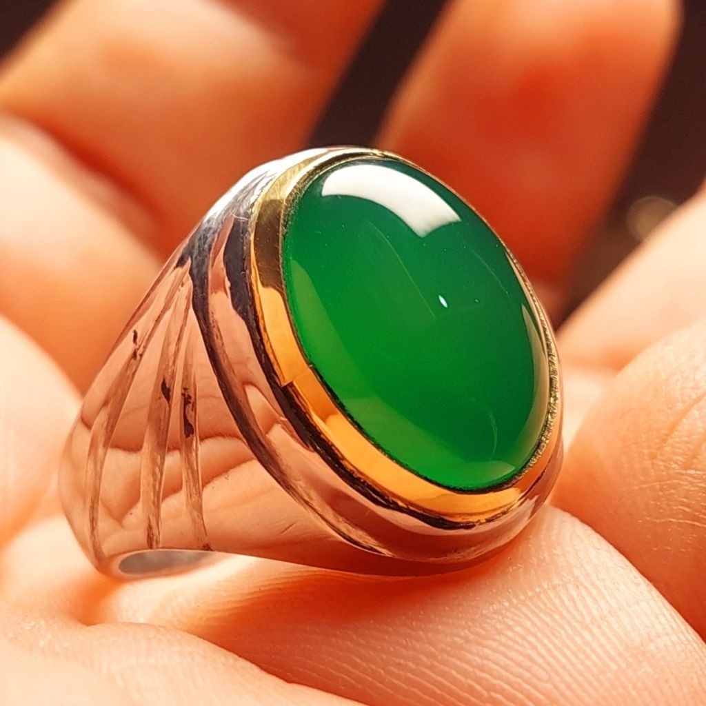 Batu Cincin CALSADON Asli natural ring ring monel mewah super