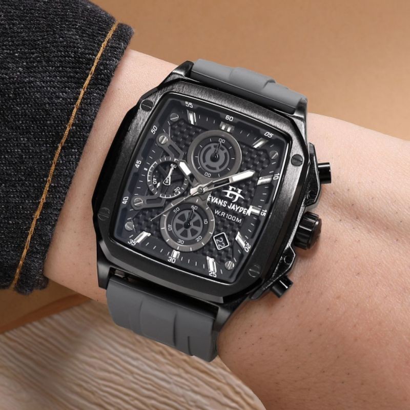 BUY 1 GET 1 JAM TANGAN PRIA EVANS JAYDEN ORIGINAL 9580 RUBBER