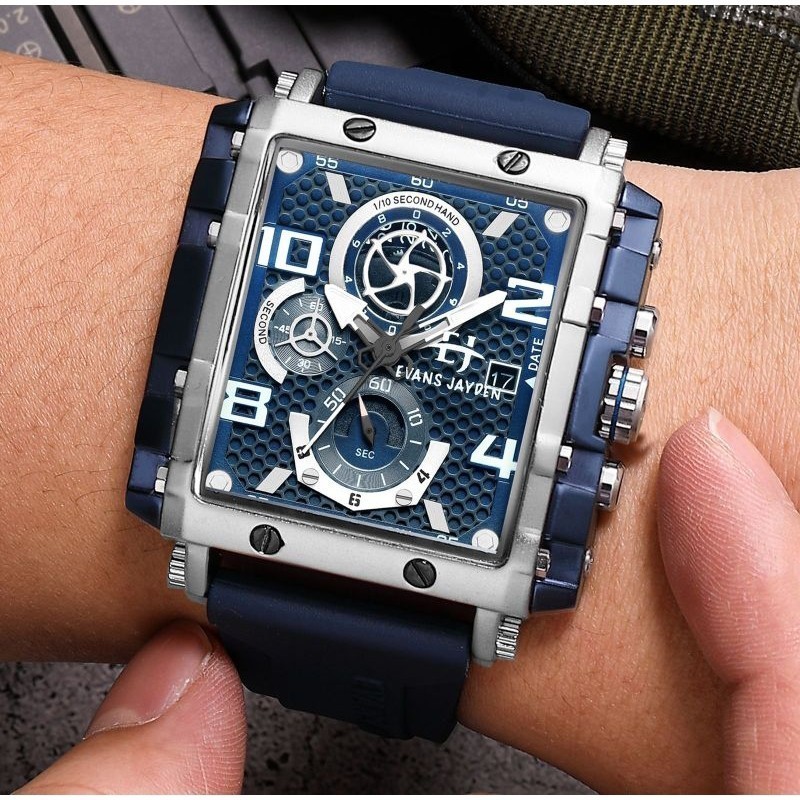 BUY 1 GET 1Jam tangan pria EVANS JAYDEN ORIGINAL CHRONO AKTIF SEMUA 9557 rubber