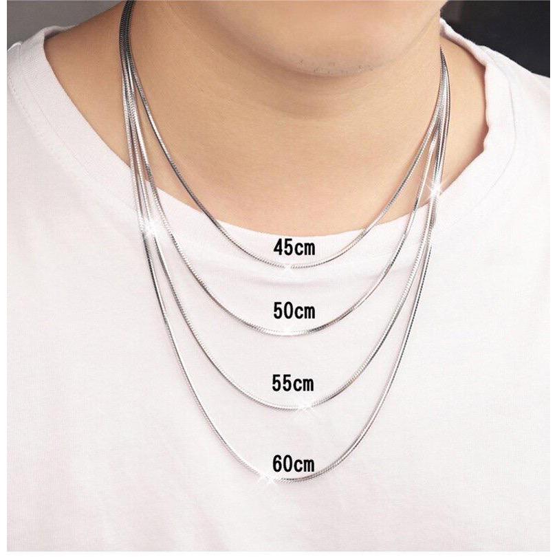 Promo Murah Kalung Titanium Pria Belut Halus Kilat Branded Warna Putih Berlapis Emas Putih Anti Lunt