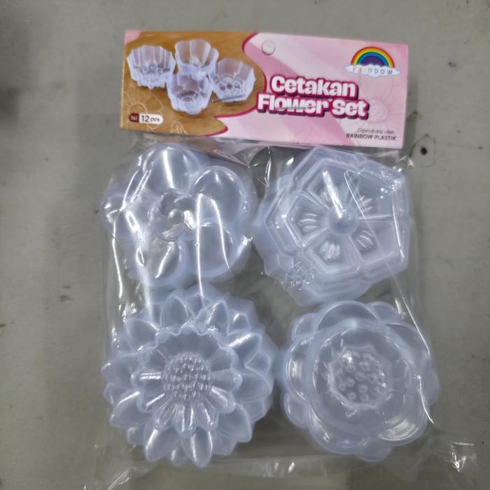 Promo Cetakan Cup Bunga Set Kue 5.5 cm Plastik 12 PCS 4 Motif Unik BPA Free Tahan Panas Anti Karat D