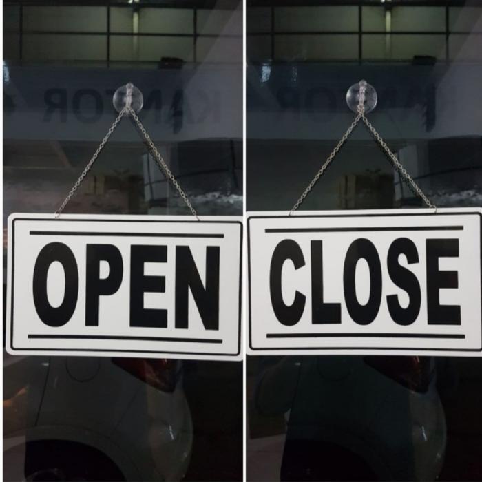 Papan pintu 'open close' gantung / door sign block open close akrilik