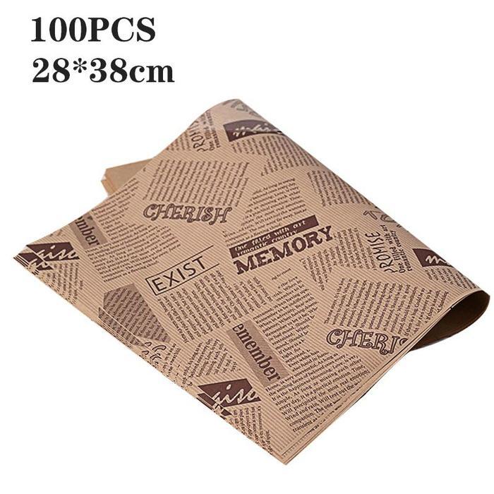 100pcs Kertas Roti ​Motif 38x28cm Baking Paper Motif Wax Paper - 100pcs