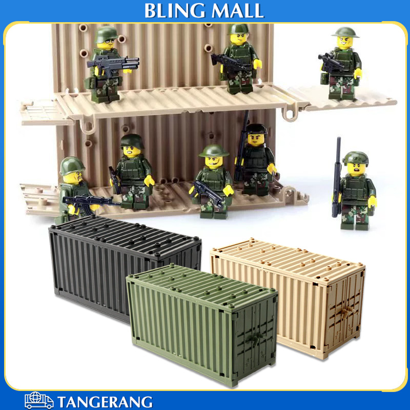 Mainan Miniatur Peti Kemas Military Kualitas Tinggi Brick Aksesoris Container Military For Kids Tran