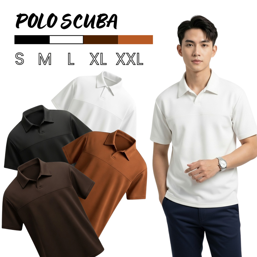 Kaos Polo Pria Scuba Tidak Nerawang | Polo Cowok Elegan