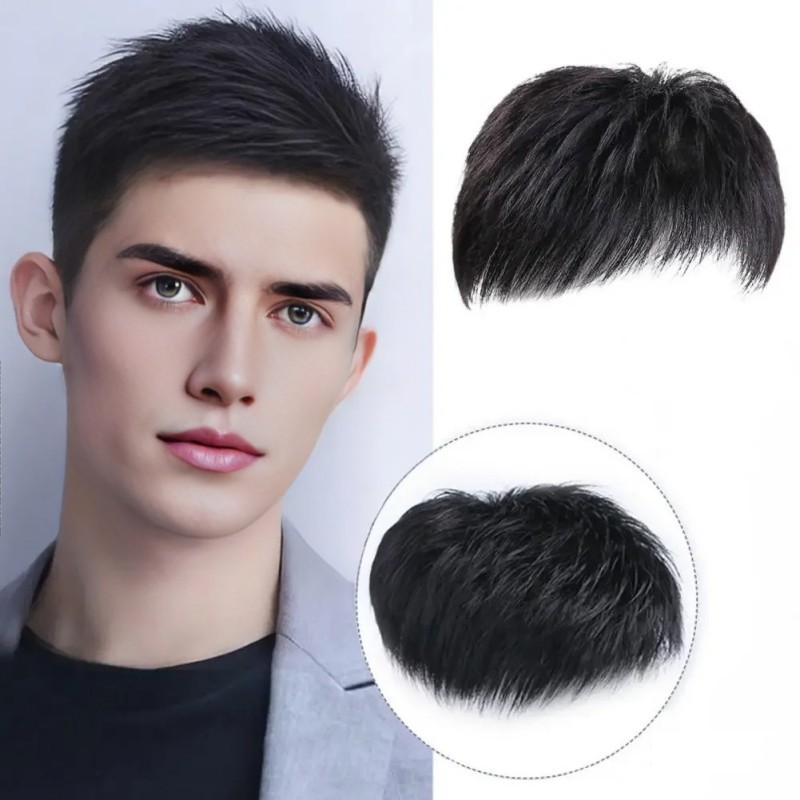 Wig Penutup Botak Pria Rambut Palsu Botak Toupee Botak Depan Pria Rambut Simulasi