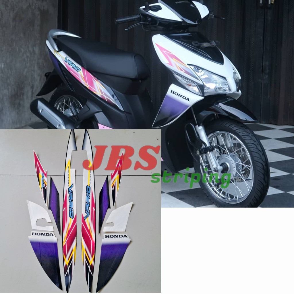 Striping stiker Honda Vario 110 karbu 2006  Hitam pink putih