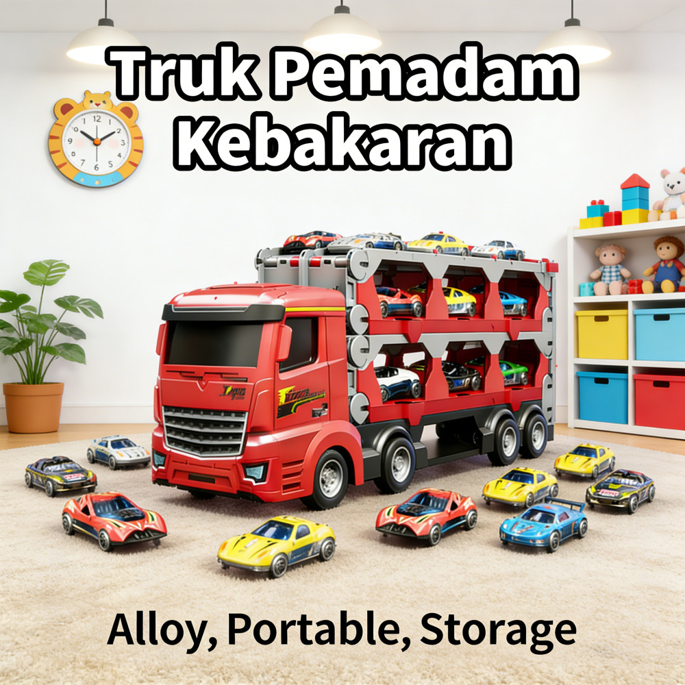 Mobil Truk Kendaraan Konstruksi Pemadam Kebakaran Truk Anak Alloy Katapult Portable Model Mainan