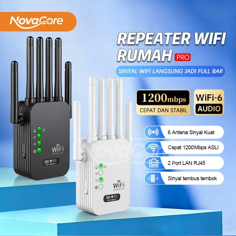 NETRUSH - Penguat Sinyal WiFi 1200Mbps 4/6 Antena High Gain  WiFi Repeater Extender Tembus Tembok  J