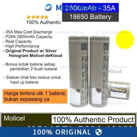 Authentic MOLICEL P28A 18650 Battery | baterai batre batere original