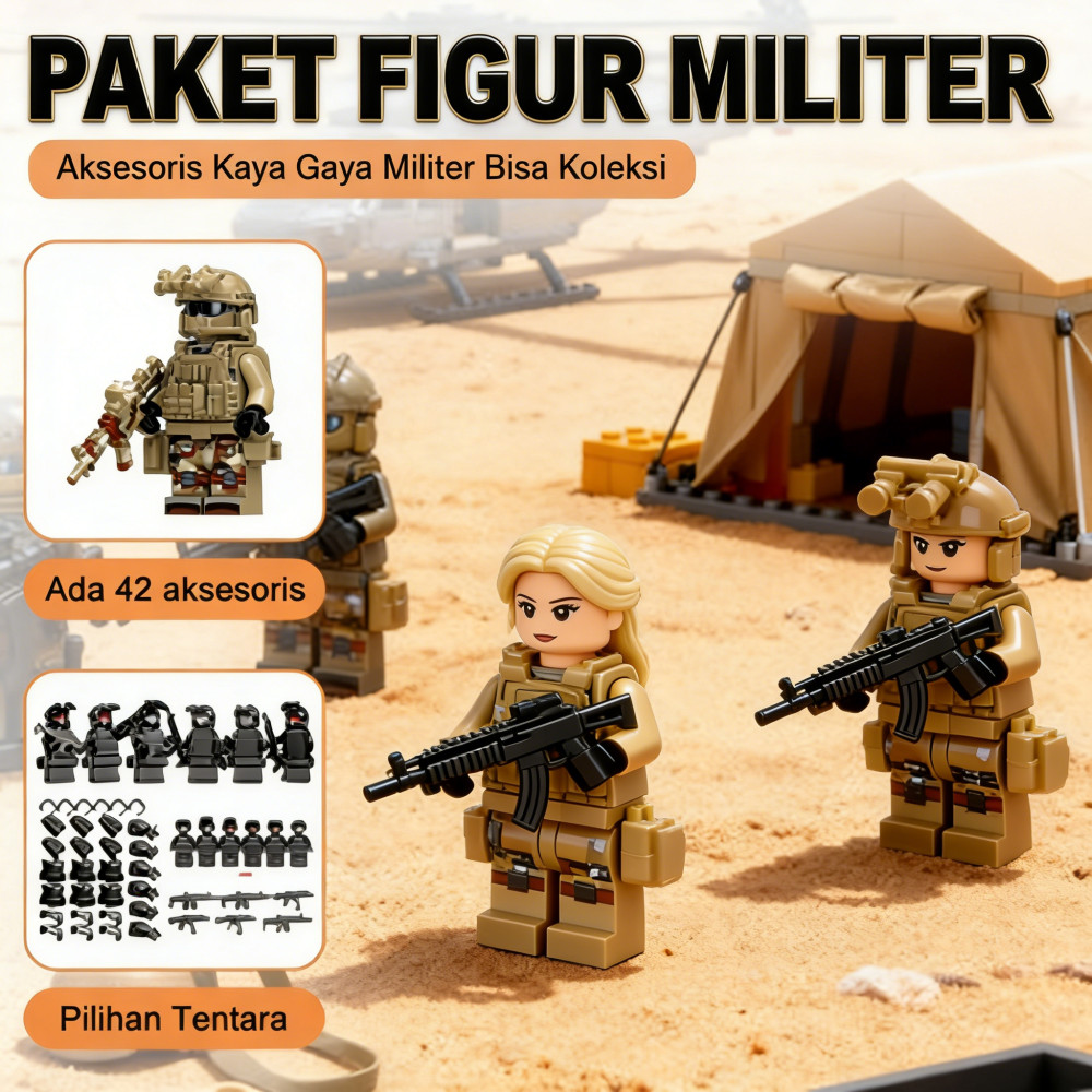 Balok Military Minifigure Swat Team Susun Tentara Mini Mainan