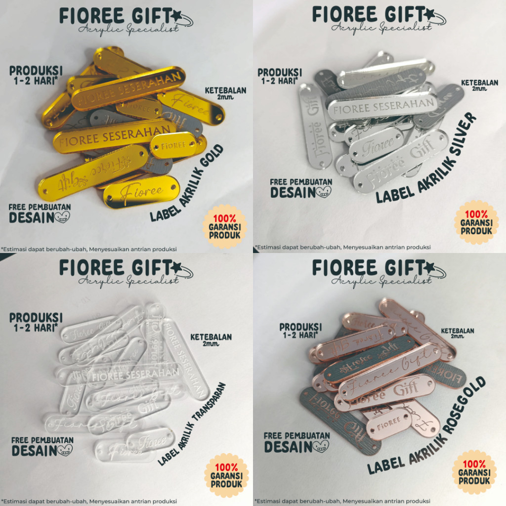 COD | Label Hijab Akrilik | Label Hijab Branding | Custom Cutting Label | Fioree gift