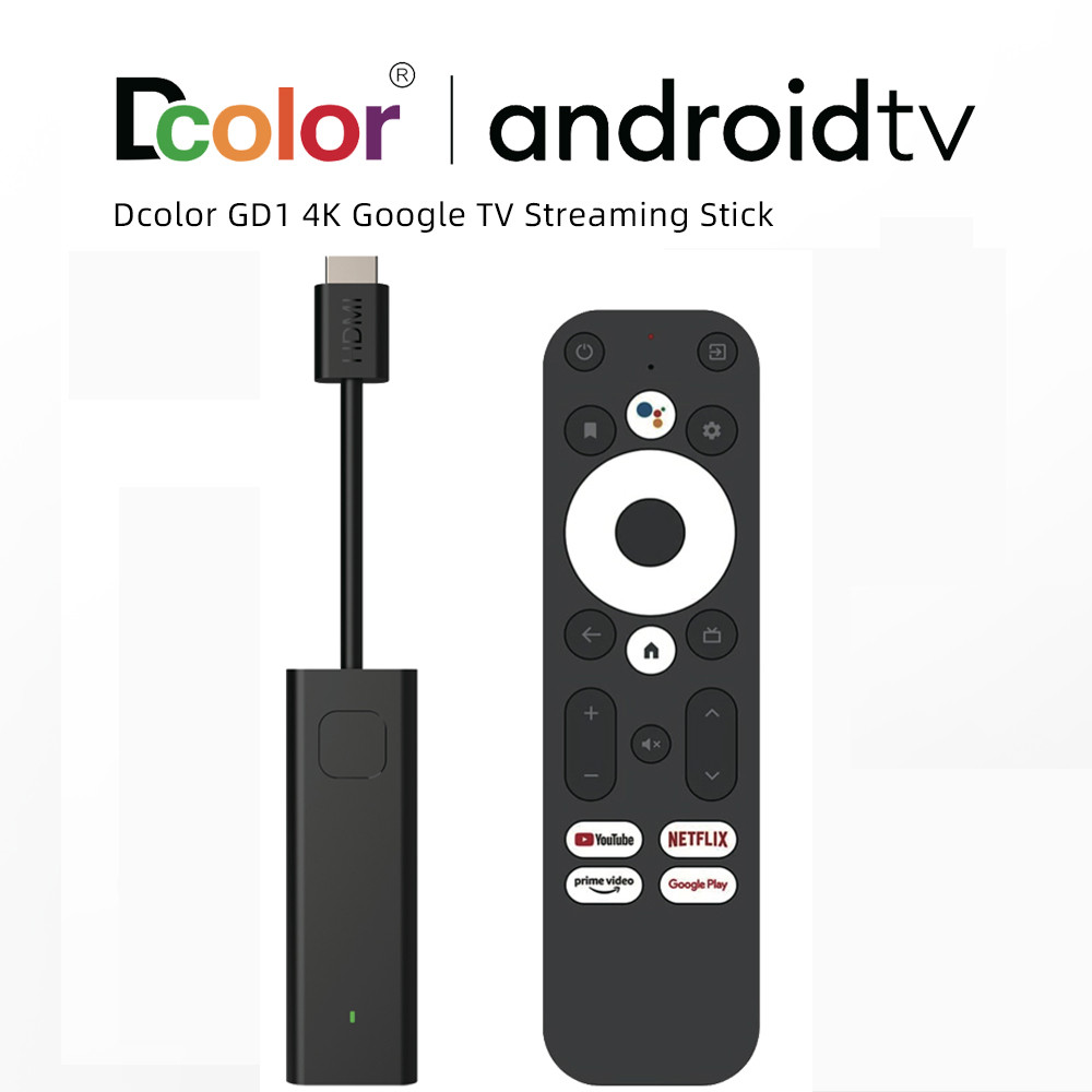 GD1 Android TV Stick 4K Streaming TV Box Amlogic S905Y4 2G DDR4 16GB Netflix Google Certified Set To