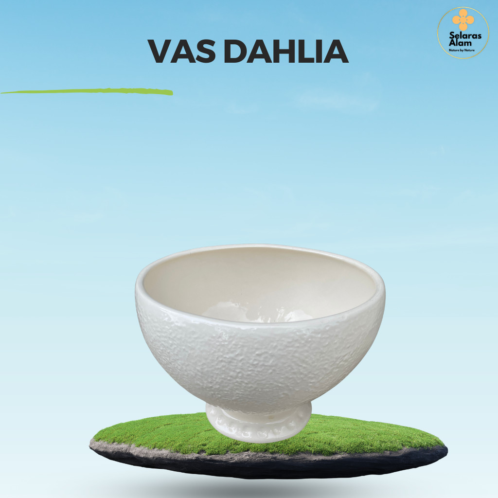 VAS DAHLIA  AESTETIK BEJANA KERAMIK DAHLIA WARNA PUTIH