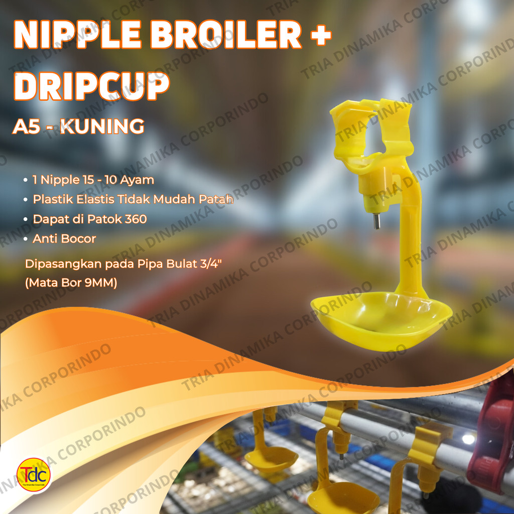 Nipple + Dripcup Ayam/Pipa Bulat/Tempat Minum Ayam/Nipel/ Niple/Nippel/Nipple/Nepel Ayam A5 - Alat T