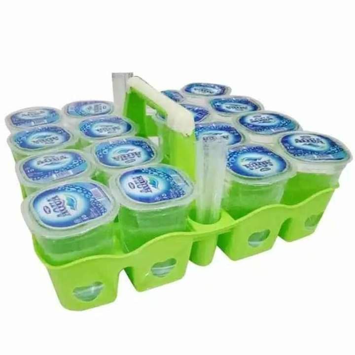RAK AQUA Rak Minuman Plastik Aqua Gelas 16 slot + slot sedotan Wadah Minum Lebaran
