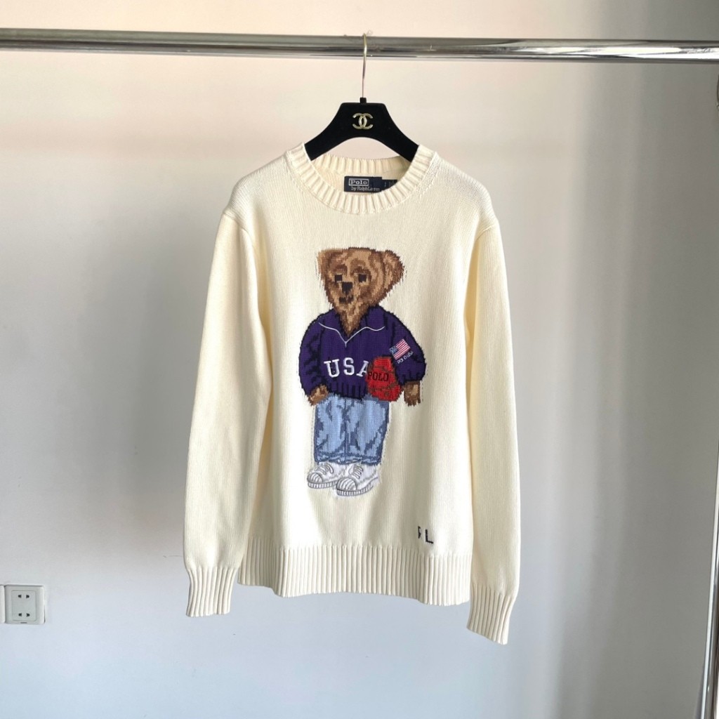 POLO RL Sweater Wanita Katun Teddy Bear Baru