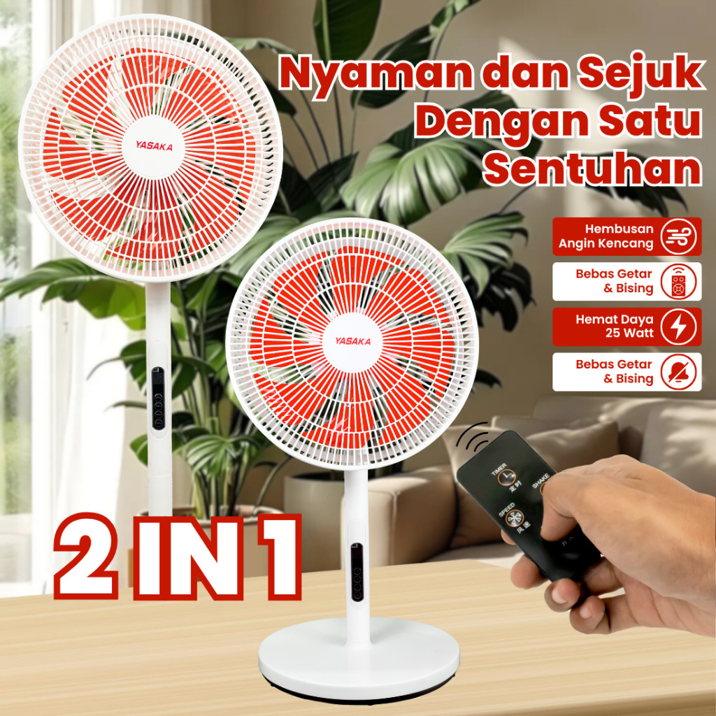 New YASAKA-KIPAS ANGIN BERDIRI/KIPAS ANGIN REMOTE CONTROL BERDIRI 12 INCH/STAND FAN 2 IN1/KIPAS ANGI