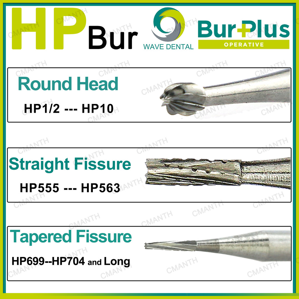 WAVE Dental Bur Tungsten Carbide Burs Round Straight Tapered Fissere Long HP 44.5mm Dentistry Drill 