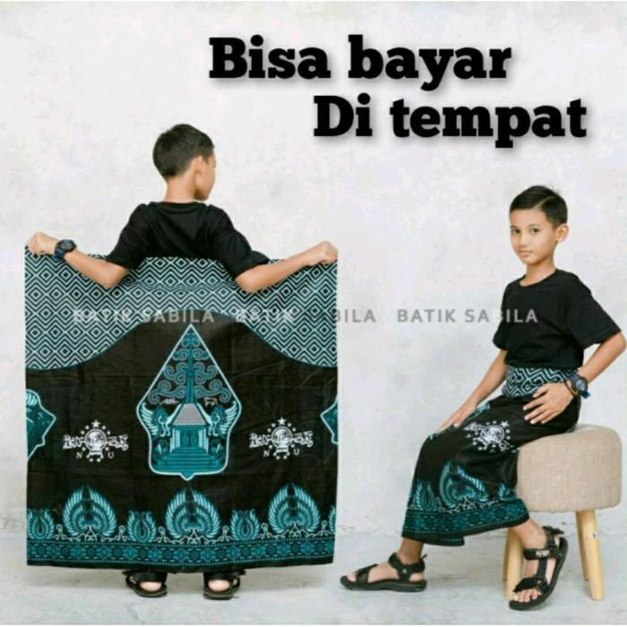 SARUNG ANAK SD SAMPAI SMP MOTIF NU WAYANG WAYANG AL SIZE 108×180 CM Katun Batik Kain - NU HIJAU