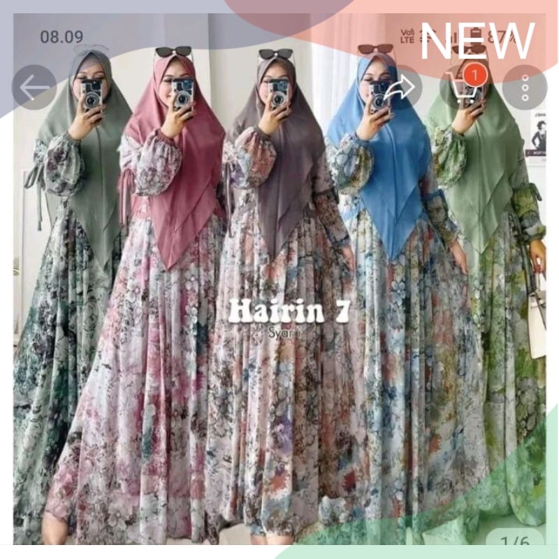 HAIRIN 7 LD110 & LD120 (LABEL SAVNA) | SET GAMIS SYARI CERUTY MOTIF TERBARU BEST SELLER/ pakaian wan