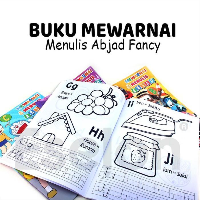 Buku Mewarnai & Menulis ABJAD  / Buku Mewarnai Folio Gambar Random