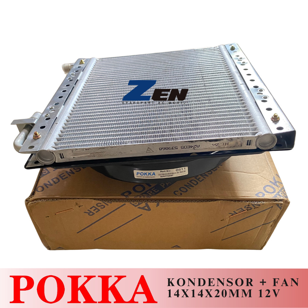CONDESOR KONDENSOR AC MOBIL UNIVERSAL 14X14X20 + KIPAS 12VOLT POKKA 0511